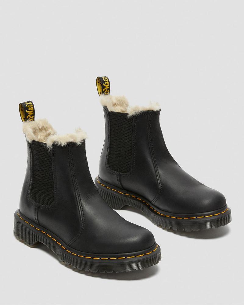 Black Women's Dr Martens 2976 Faux Fur Lined Chelsea Boots | CA 105SGL